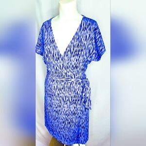 Nine West Modern Geometric Design Purple A-Line Wrap Dress Size M